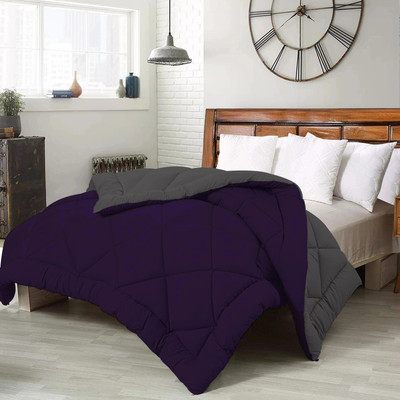 CRAZY WORLD Solid Double Comforter for  Heavy Winter(Microfiber, Purple & Grey)