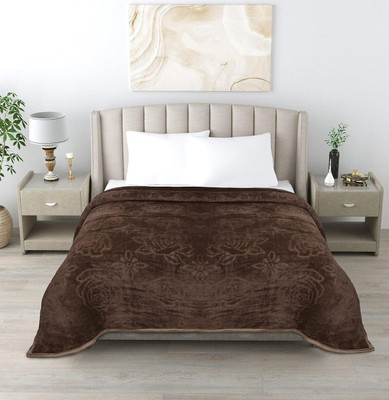 Retreat Solid Double AC Blanket for  Heavy Winter(Microfiber, Brown)