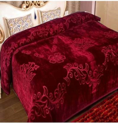 SOVAM Abstract Double Mink Blanket for  Heavy Winter(Polyester, Maroon)