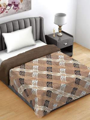 Fabinaliv Geometric Single Comforter for  Mild Winter(Woollen Blend, Brown)