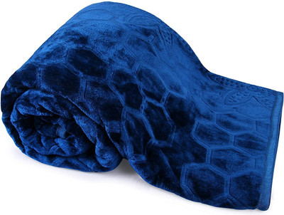 MFI Floral Single Mink Blanket for  Heavy Winter(Microfiber, Blue)