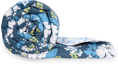 Divine Casa Printed Single Comforter for  Mild Winter(Microfiber, Blue and white)