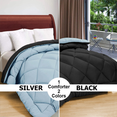 VAS COLLECTIONS Solid Single AC Blanket for  Heavy Winter(Microfiber, Black, Aqua)