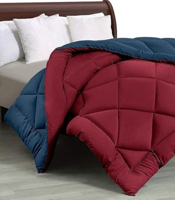 Comfowell Solid Single Comforter for  Mild Winter(Poly Cotton, Maroon & Navy Blue)