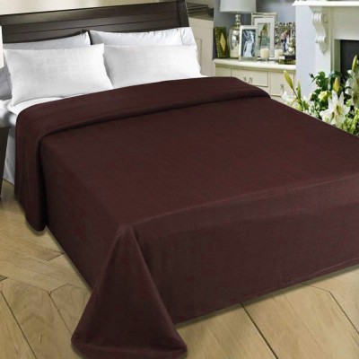 The Home Talk Solid Single Fleece Blanket for  AC Room(Polyester, Brown)