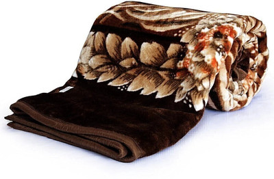 SOVAM Self Design Double Mink Blanket for  Mild Winter(Microfiber, Brown)