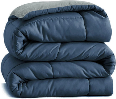 Flipkart SmartBuy Solid King Comforter for  AC Room(Microfiber, Blue & Grey)
