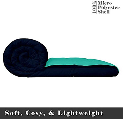 comofowell Solid Single Comforter for  Heavy Winter(Poly Cotton, S Green&Blue)