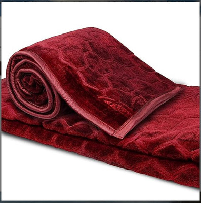 Barbarik Floral Double Mink Blanket for  Mild Winter(Microfiber, Red)