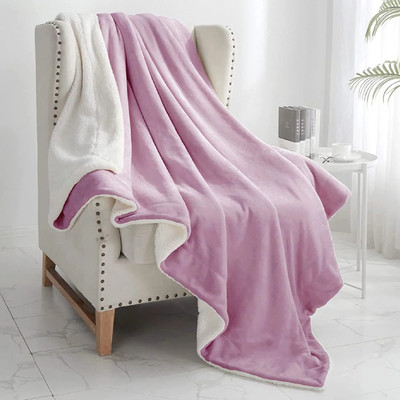 LA VERNE Solid Single Sherpa Blanket for Heavy Winter(Woollen Blend, Pink)