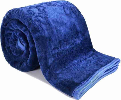Convalexa Self Design Double Mink Blanket for  Heavy Winter(Microfiber, Blue)