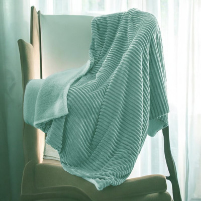 Hazydecor Solid Single Sherpa Blanket for  AC Room(Woollen Blend, Beige, Blue, Green)