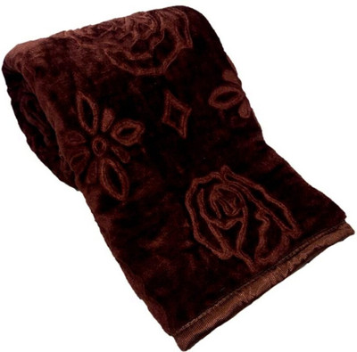 KIXTA Self Design Double Mink Blanket for  Heavy Winter(Microfiber, Brown)