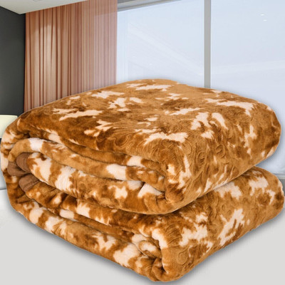 SPANGLE Printed King Mink Blanket for  Heavy Winter(Microfiber, Brown, Gold)