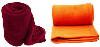 evohome Solid Single Fleece Blanket for  Mild Winter(Polyester, Multicolor)