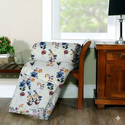 ivaza Floral Double AC Blanket for  AC Room(Cotton, Cream)