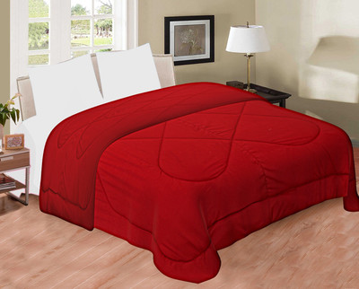 KUBER INDUSTRIES Solid Double Comforter for  Heavy Winter(Microfiber, Red)
