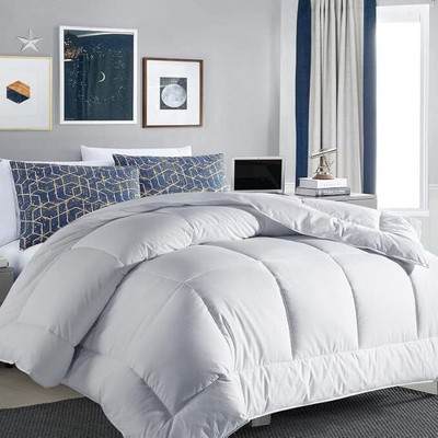 glaxy Solid Double Comforter for  AC Room(Microfiber, White)