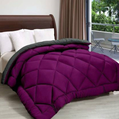 Linenovation Solid Double Comforter for  Heavy Winter(Polyester, Purple Grey)