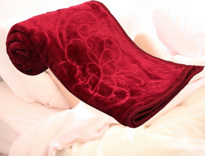 KIXTA Self Design Double Mink Blanket for  Heavy Winter(Microfiber, Maroon)