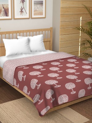 sentiments Printed Double Dohar for  AC Room(Cotton, Maroon)