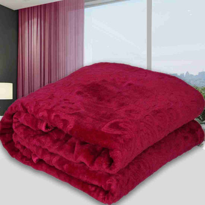 DORISTYLE Self Design Double Mink Blanket for  Heavy Winter(Microfiber, Maroon)