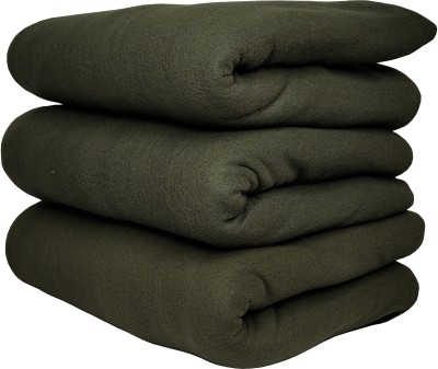 HOMIEE Solid Double Fleece Blanket for  AC Room(Polyester, 3 Green)