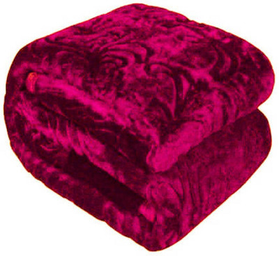 GKM Self Design Double Woollen Blanket for  Heavy Winter(Woollen Blend, Maroon)