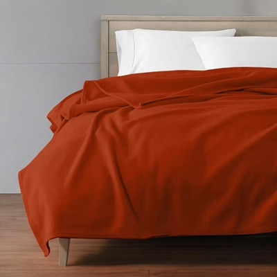 The Home Talk Solid Double Fleece Blanket for  AC Room(Polyester, Red)
