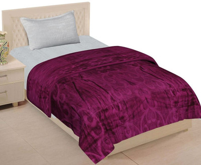 SPANGLE Self Design Single AC Blanket for  AC Room(Microfiber, Wine)