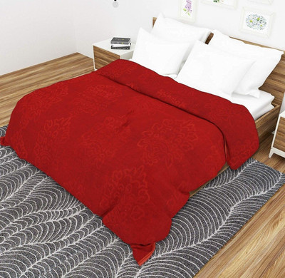 Retreat Solid Double AC Blanket for  Heavy Winter(Microfiber, Red)