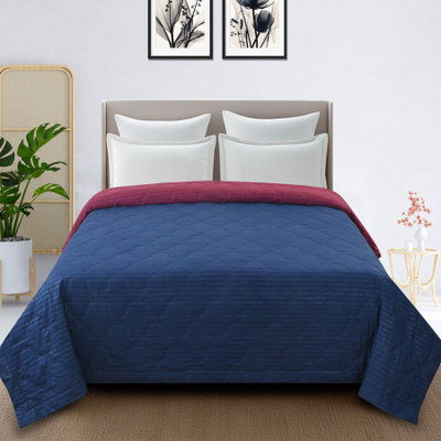 ivaza Floral Double Comforter for  AC Room(Microfiber, Blue)