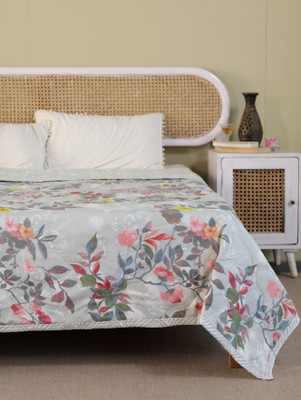 GKM Printed Double Comforter for  AC Room(Cotton, Grey, Pink)