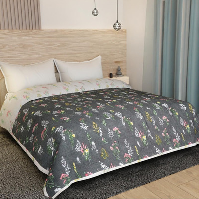 Decent Home Printed Double Comforter for  AC Room(Cotton, Black)