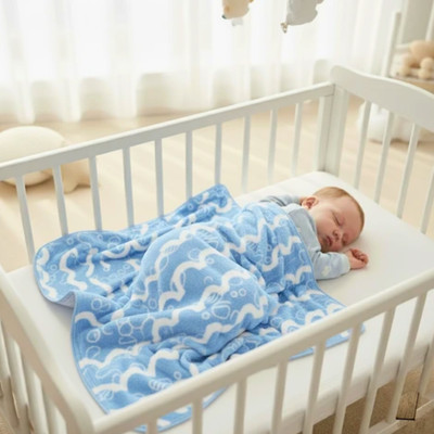 VKW Printed Single Baby Sleep Sack for  AC Room(Cotton, Blue)