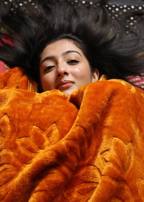 Retreat Solid Double AC Blanket for  Heavy Winter(Microfiber, Orange)