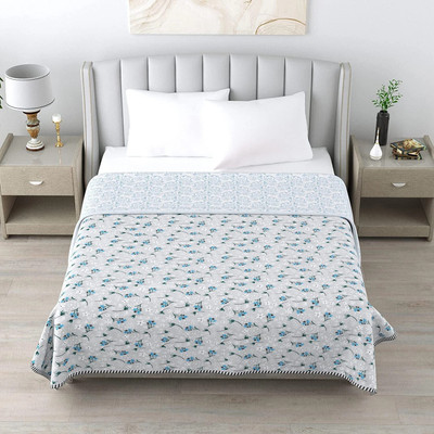 Rajasthan handicraft center Printed Single Dohar for  AC Room(Cotton, Blue)