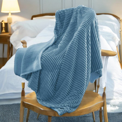 Hazydecor Solid Single Sherpa Blanket for  AC Room(Woollen Blend, Beige, Blue, Green)