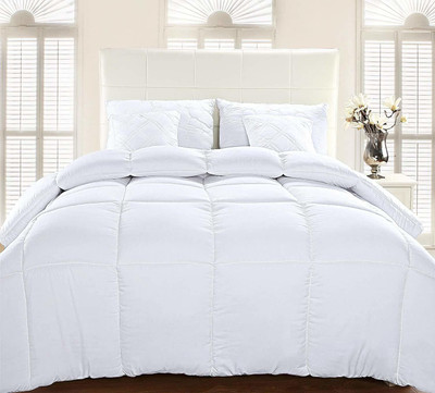 Comfowell Solid Double Comforter for  Heavy Winter(Poly Cotton, White)