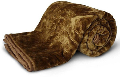 Changers Printed, Floral Double Mink Blanket for  Heavy Winter(Microfiber, Brown)