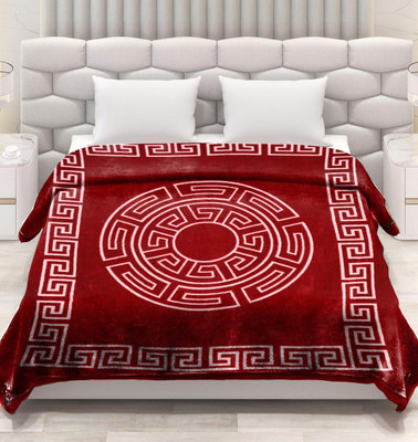 SPANGLE Printed Double AC Blanket for  AC Room(Microfiber, Maroon, White)