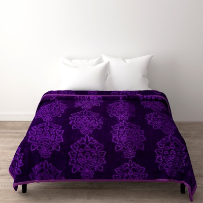 Lenovo Floral Double Mink Blanket for  Mild Winter(Microfiber, Purple)