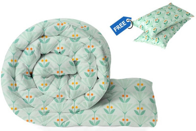 BSB HOME Printed Single AC Blanket for  Heavy Winter(Microfiber, Green & Orange & Yellow)