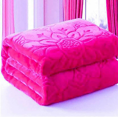 SIMAM Self Design Double Mink Blanket for  Heavy Winter(Polyester, Pink)