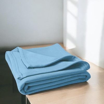 The Home Talk Solid Single Fleece Blanket for  AC Room(Polyester, Blue)