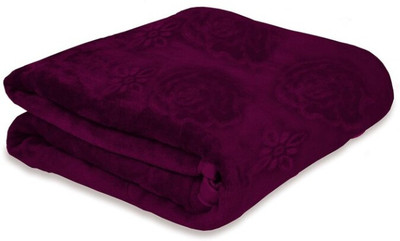 Barbarik Floral Single Mink Blanket for  Mild Winter(Microfiber, Wine)