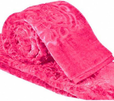 SIMAM Self Design Double Mink Blanket for  Heavy Winter(Polyester, Pink)