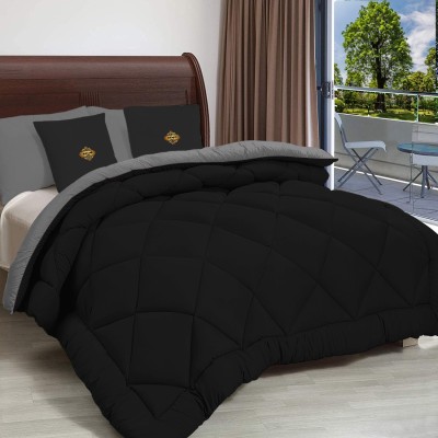 ADBENI HOME Geometric Double Comforter for  AC Room(Polyester, Black-Grey)