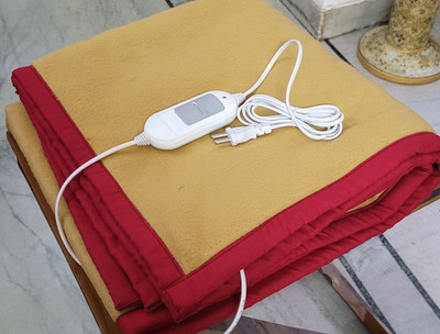 Comfort Ideas Solid Single Electric Blanket for  Heavy Winter(Cotton, Beige)