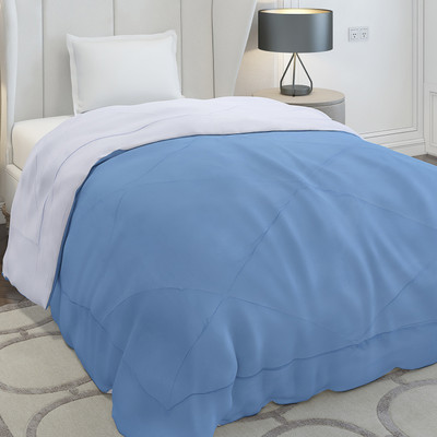 MONTE CARLO Solid Single Comforter for  Mild Winter(Microfiber, Blue / Grey)